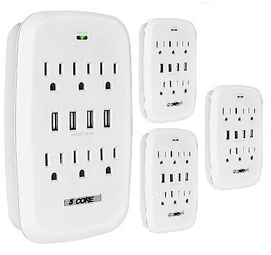 6 Outlet Wall Plug Extender with 4 USB Ports machine