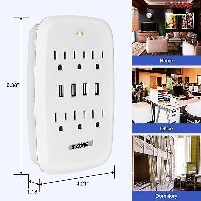 6 Outlet Wall Plug Extender with 4 USB Ports machine